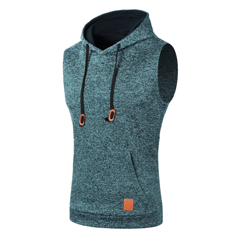 Mens Sleeveless Hoodies Fashion Casual Hooded Sweatshirt Men Bodybuilding Tank Top Sporting Shirt Waistcoat Vest Gym