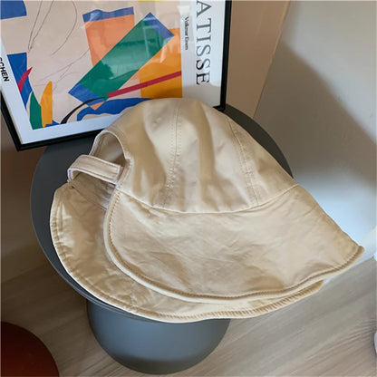 Korean Version Dome Sunshade Fisherman Hat Women's Summer Sunshade Hat Velcro Large Brim Basin Hat
