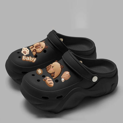 Women DIY Cute Animal button Decor Clogs Fashion Summer Spring Autumn Beach Sandals Cave Hole Female Garden Shoes Students Girls