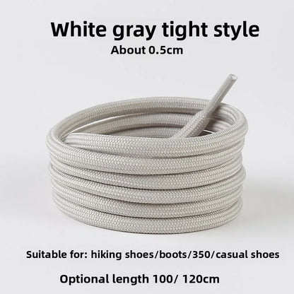 Light Gray Shoelaces Sports Shoes Wear-resistant Rope Men's Round Style Women's Flat Shoelaces Rope Casual Flat Round Sneakers