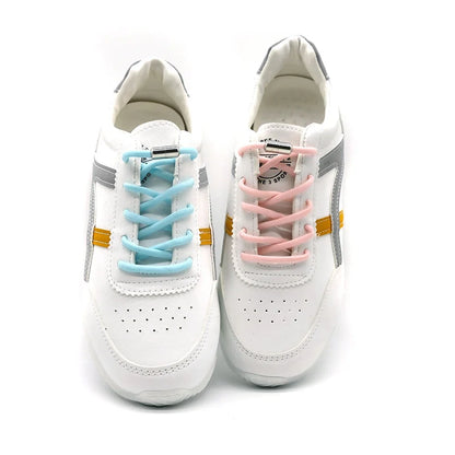 Leisure Sneakers Laces No Tie Shoelaces Elastic Quick Flat Shoelace Kids and Adult Lazy Laces Metal Lock Semicircle Shoelaces