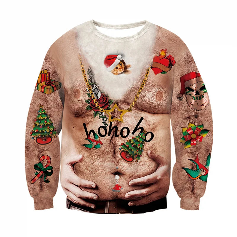 Fashion Ugly Christmas Sweater Men Women 3d Printing Funny Xmas Sweatshirt Crewneck Long Sleeve Pullover Oversized Hoodies