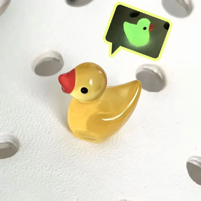 3D Cute Chubby Yellow Duck Noctilucent Shoe Charms for Crocs Garden Sandal Clogs Pins Decorations Slipper Accessories Girl Gift