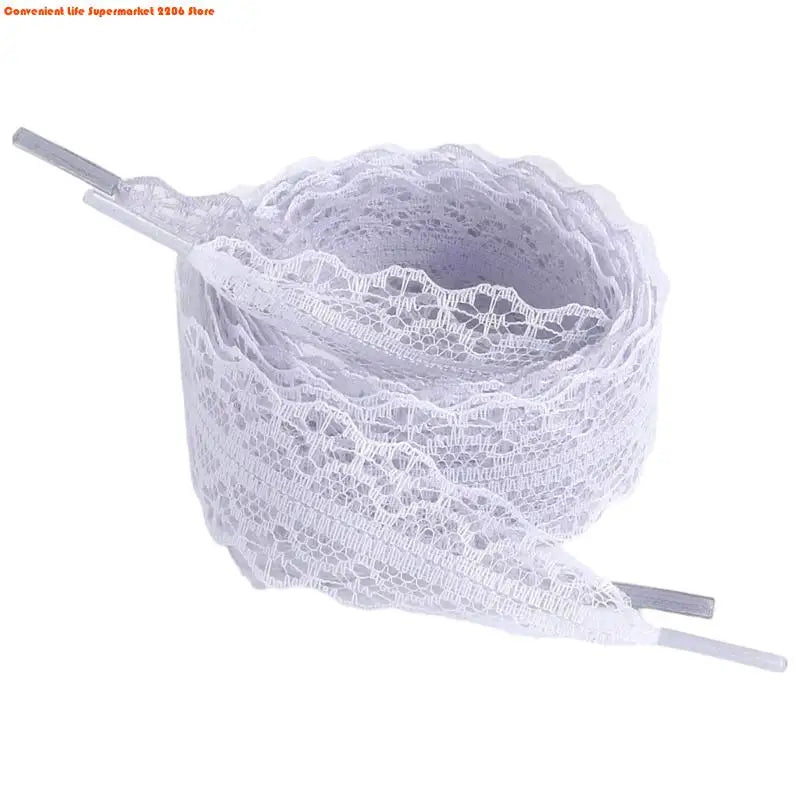 E06E 1 Pair Lace Shoelaces for Women and Girls 3CM Wide Flat Design Shoestrings Laces for Sneakers and Casual Wear Shoes