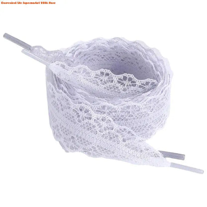 E06E 1 Pair Lace Shoelaces for Women and Girls 3CM Wide Flat Design Shoestrings Laces for Sneakers and Casual Wear Shoes