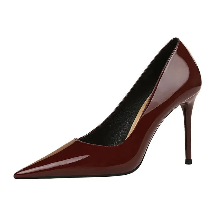 BIGTREE Shoes Pointed Toe Red Women Pumps Patent Leather High Heels Occupational OL Office Shoes Stiletto Female Heels Shoes