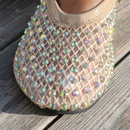 Women's Mary Jane Flats 2026 Spring Autumn Fashionable Women's Shoes Breathable Mesh Rhinestone Decorated Large Size Mesh Shoes