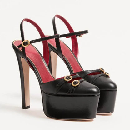 Ladies' Summer New Thick Soled Slim High-heeled Sandals, Fashionable Wedding and Runway Styles, Plus Size High-heeled Sandals