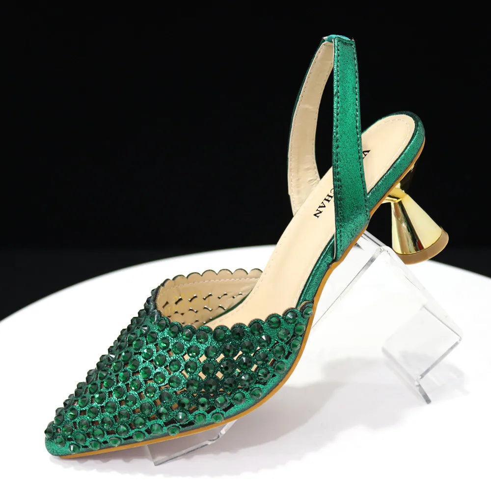 Fashion Summer 2023 Beads Decorated Muffin Bottom Sandals Wear Comfortable And Versatile Elegant Ladies Shoes And Bag Set