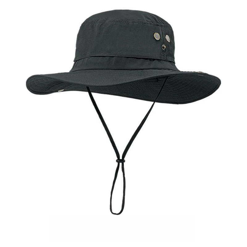Wide Brim Waterproof Big Size 63-67cm Bucket Hats Men Summer UV Protection Sun Hat Foldable Chin Strap Hiking Cap Fishing Hat