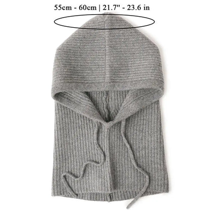 Knitted Soft Women Balaclava Hat Fashion Fake Collar Hooded Hat Neck Collar Warmer Beanies Cap Ear Protection Bonnet Hooded Caps