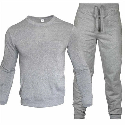 Men's Two-Piece Set O-Neck 2 Pieces Sets Tracksuit Hooded Sweatshirt +Drawstring Pants Male Sport Hoodies Running Sportswear