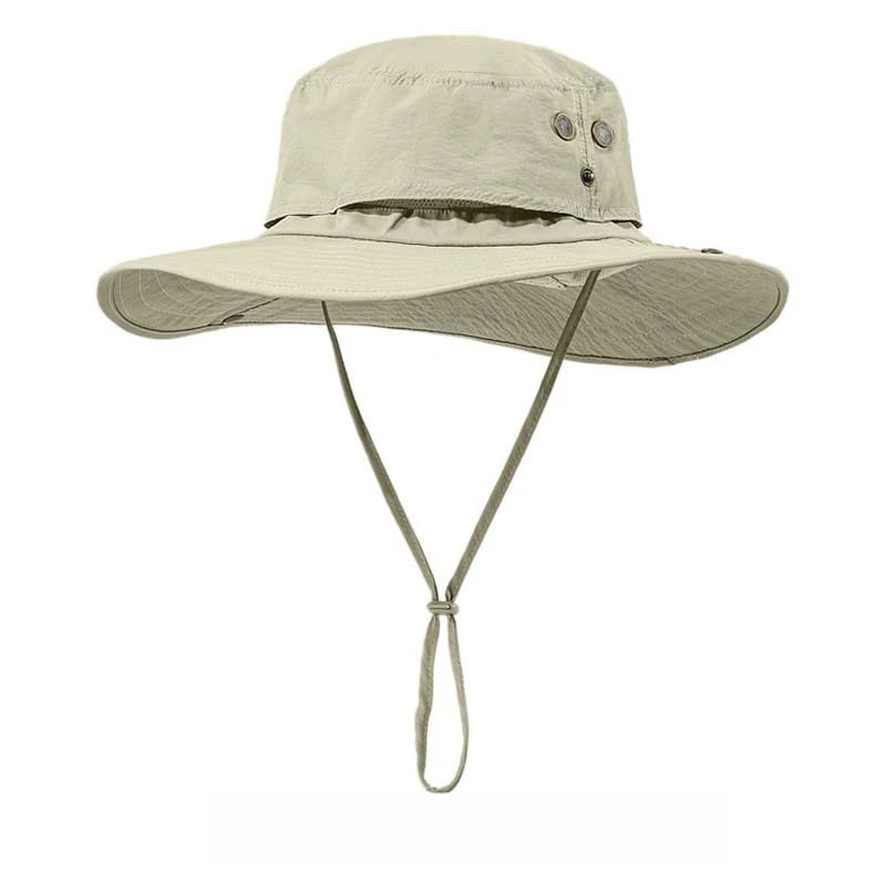 Wide Brim Waterproof Big Size 63-67cm Bucket Hats Men Summer UV Protection Sun Hat Foldable Chin Strap Hiking Cap Fishing Hat