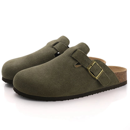 Comwarm Fur Lined Clogs For Women Men Winter Fuzzy Cork Slippers Fur Cork Mules Short Plush House Cork Shoes Winter zuecos mujer