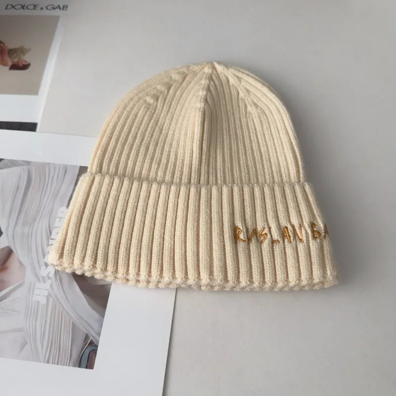 Winter Keep Warm Knitted Beanie Hat | Cold Weather Fashion Hat | Thick Unisex Letter Embroidered Cap for Men and Women |