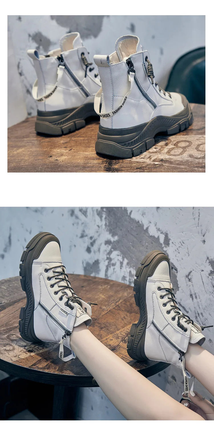 GKTINOO 2026 Autumn Winter Shoes Genuine Leather Sneakers Waterproof Boots for Women Thick Sole Women Ankle Boots Ladies Botas