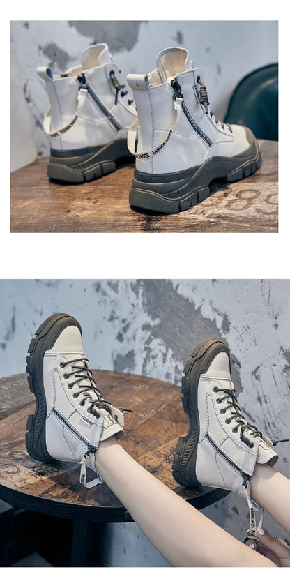 GKTINOO 2026 Autumn Winter Shoes Genuine Leather Sneakers Waterproof Boots for Women Thick Sole Women Ankle Boots Ladies Botas