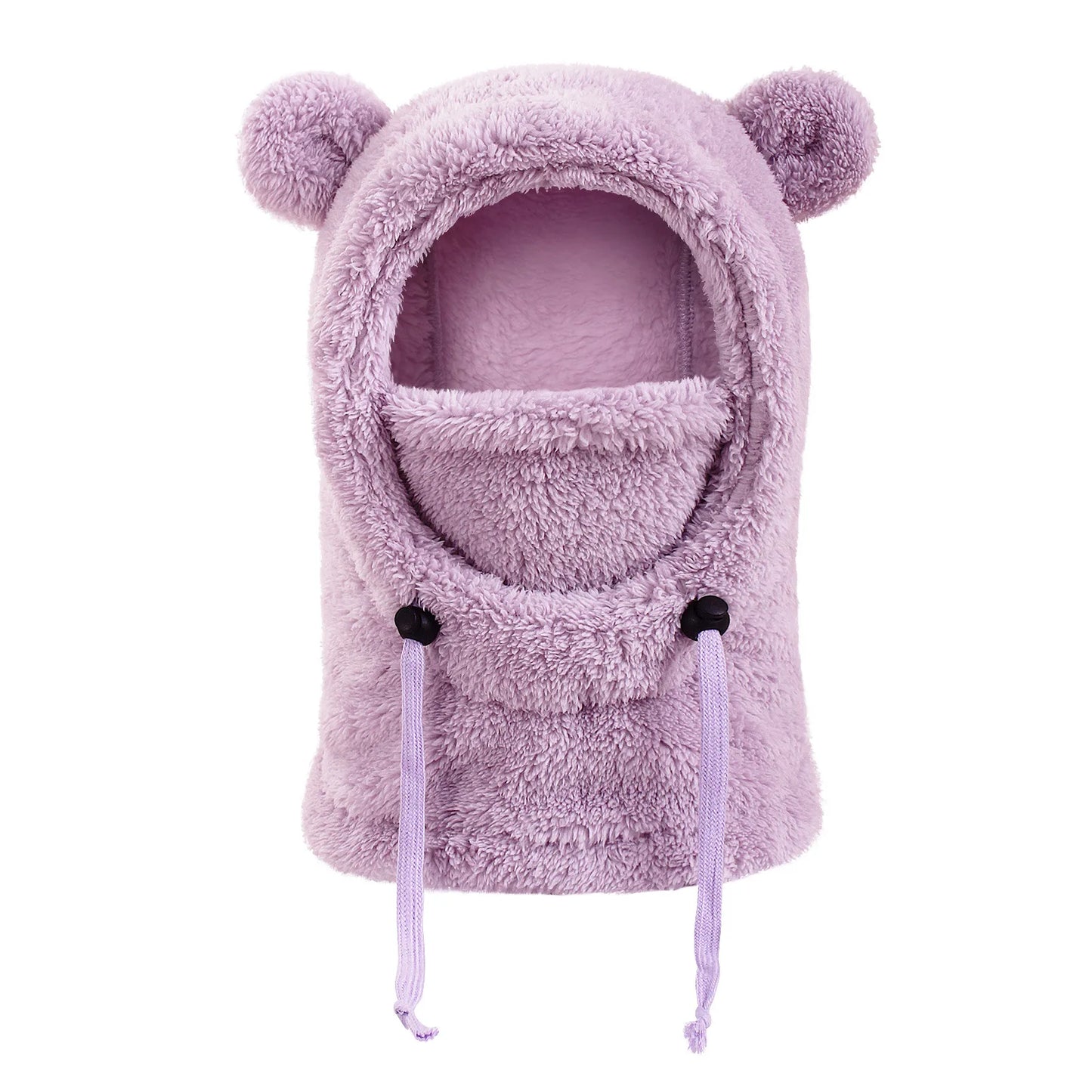 Bear Ears Hood Men's and Women's Autumn Winter Polyester Fiber Neck Scarf and Mask Integrated Hat Children's Warm Cold Hats