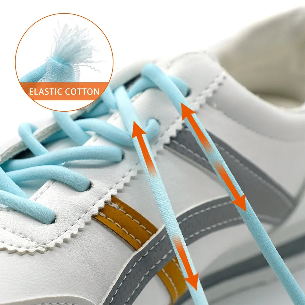 Leisure Sneakers Laces No Tie Shoelaces Elastic Quick Flat Shoelace Kids and Adult Lazy Laces Metal Lock Semicircle Shoelaces