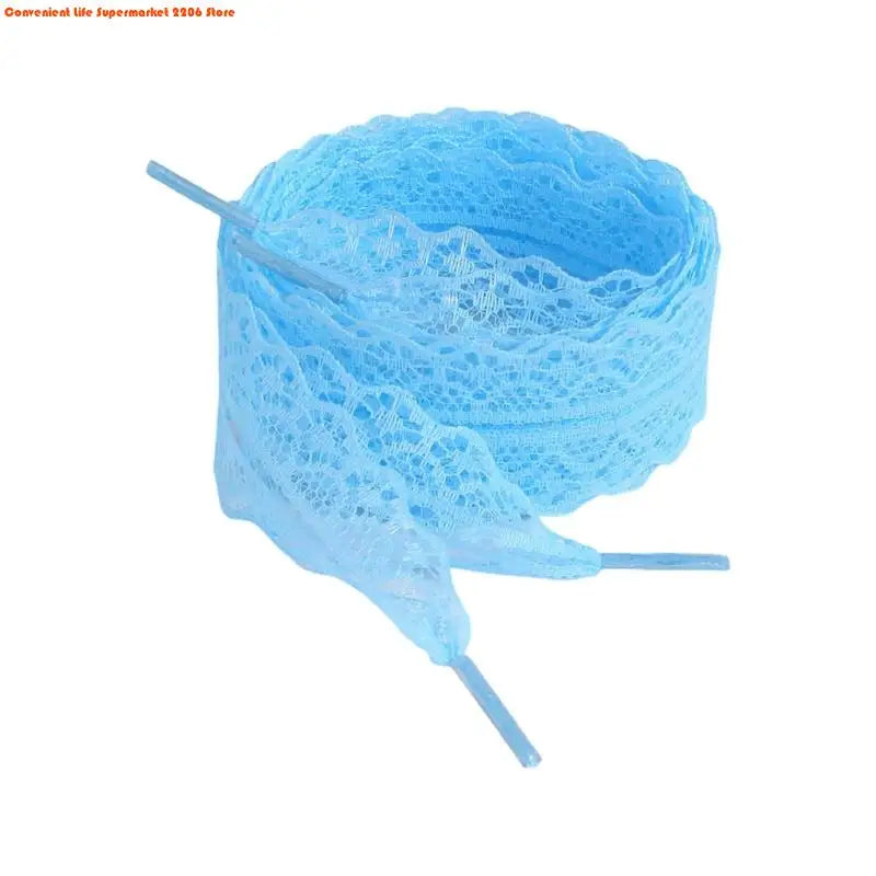 E06E 1 Pair Lace Shoelaces for Women and Girls 3CM Wide Flat Design Shoestrings Laces for Sneakers and Casual Wear Shoes
