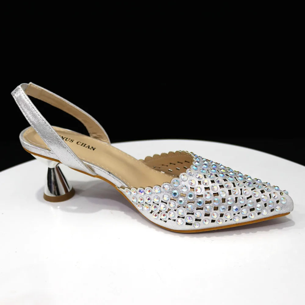 Fashion Summer 2023 Beads Decorated Muffin Bottom Sandals Wear Comfortable And Versatile Elegant Ladies Shoes And Bag Set
