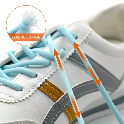 Leisure Sneakers Laces No Tie Shoelaces Elastic Quick Flat Shoelace Kids and Adult Lazy Laces Metal Lock Semicircle Shoelaces
