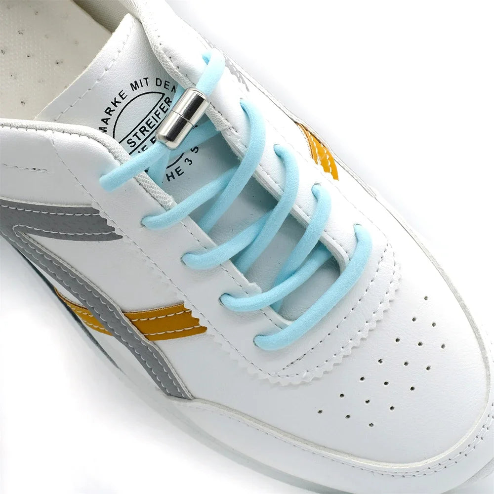 Leisure Sneakers Laces No Tie Shoelaces Elastic Quick Flat Shoelace Kids and Adult Lazy Laces Metal Lock Semicircle Shoelaces