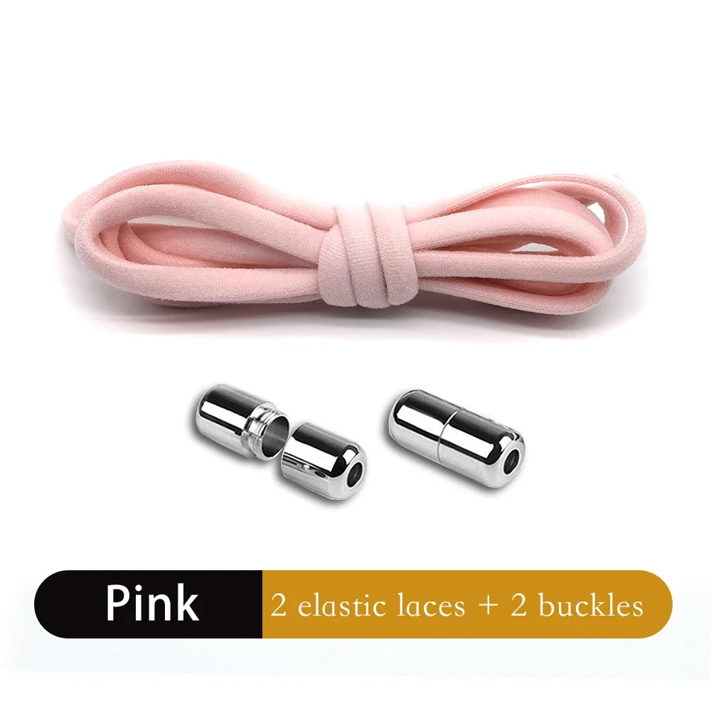 Leisure Sneakers Laces No Tie Shoelaces Elastic Quick Flat Shoelace Kids and Adult Lazy Laces Metal Lock Semicircle Shoelaces