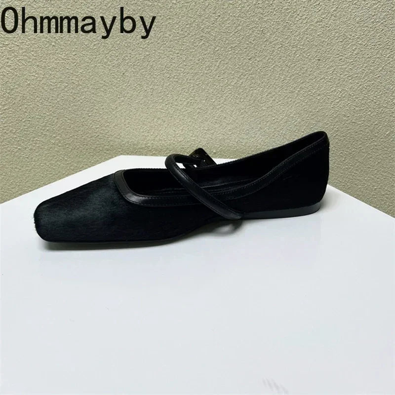 Designer Spring Autumn Women Leopard Shoes Fashion Shallow Buckle Ladies Flats Shoes Square Toe Women's Mary Jane Shoes