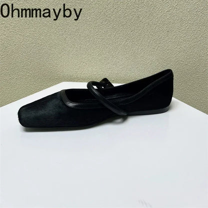 Designer Spring Autumn Women Leopard Shoes Fashion Shallow Buckle Ladies Flats Shoes Square Toe Women's Mary Jane Shoes