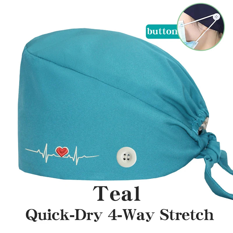 ECG Embroider Working Hats for Man Woman Pet TOOTH Clinic Scrub Caps Quick Dry Breathable Dentist Cap MSG-03