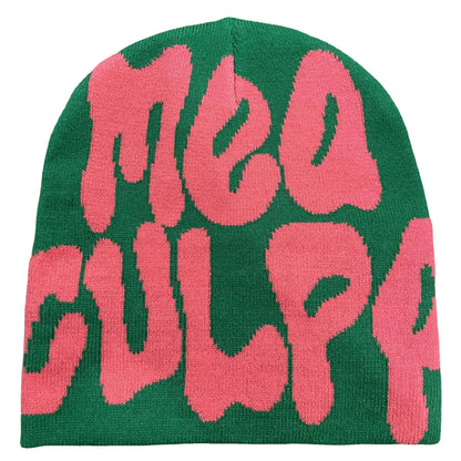 Mea Culpas Beanies Hats For Women Men Autumn Winter Fashion Printed Wool Acrylic Knitted Caps Bonnet Kpop Elastic Skullies Hat