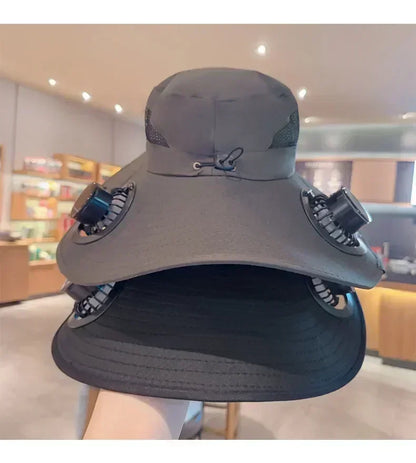 Solar Powered Fishing Hat With USB Charging Fan Adjustable Breathable Cap for Hiking Camping Outdoor Sports Father Day Gift