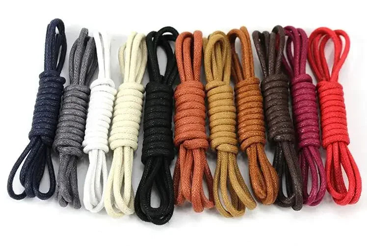 Solid Color Cotton Waxed Shoelaces Leather Waterproof Round Shoe Laces Boots Shoelace Shoestring Accessories