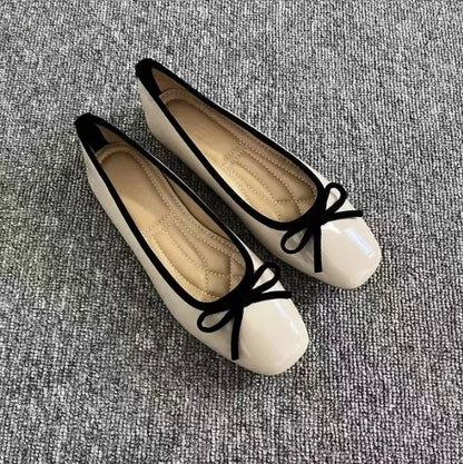 Women's Square Toe Bowknot Loafers, Shallow Slip-On Flat Shoes, Soft Sole Comfortable, Summer Casual Office Commuter, Plus Size