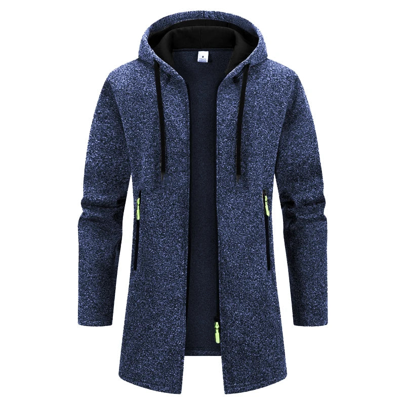 Autumn Men's Long Sweater Sweatshirts Casual Hooded Cardigans Men Outwear Liner Thicker Warm Hoodies Oversize Winter Top Jacket