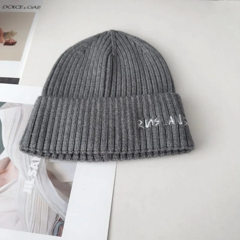 Winter Keep Warm Knitted Beanie Hat | Cold Weather Fashion Hat | Thick Unisex Letter Embroidered Cap for Men and Women |
