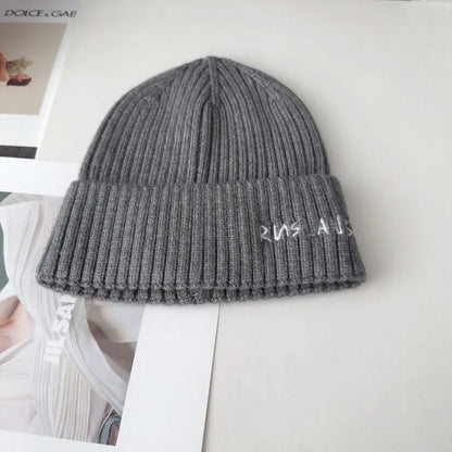 Winter Keep Warm Knitted Beanie Hat | Cold Weather Fashion Hat | Thick Unisex Letter Embroidered Cap for Men and Women |