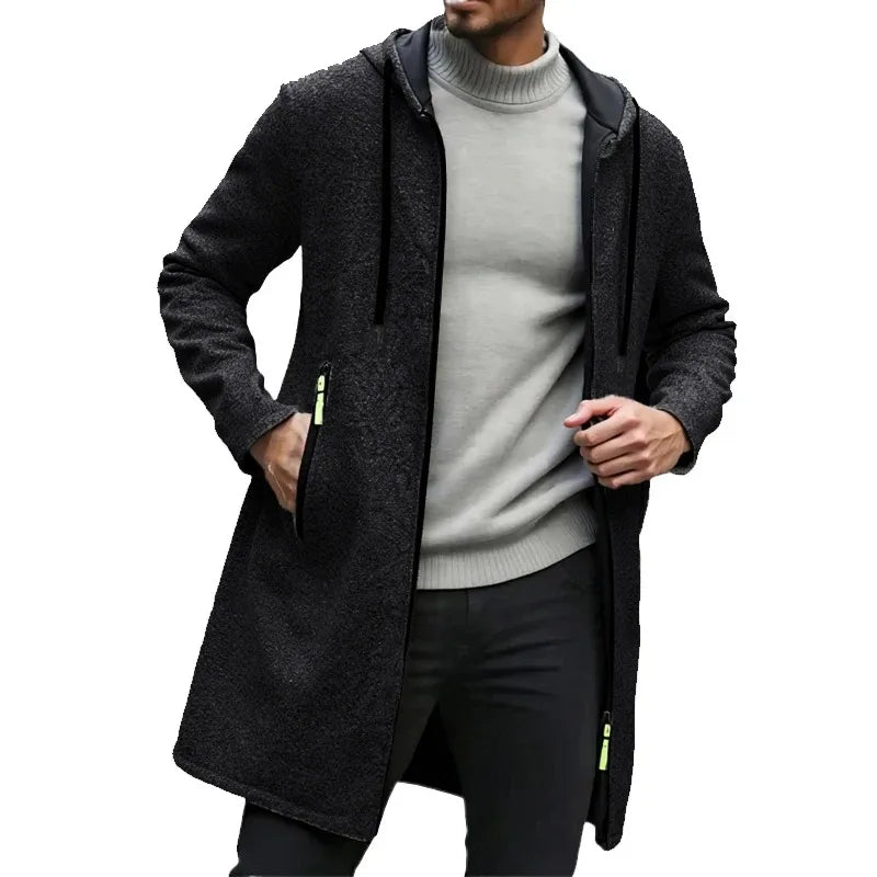 Autumn Men's Long Sweater Sweatshirts Casual Hooded Cardigans Men Outwear Liner Thicker Warm Hoodies Oversize Winter Top Jacket