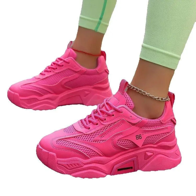 Women Purple Platform Sports Shoes Women Thick Sole Breathable Black Casual Shoes Fashion Slip On 2025 Outdoor Walking Sneakers