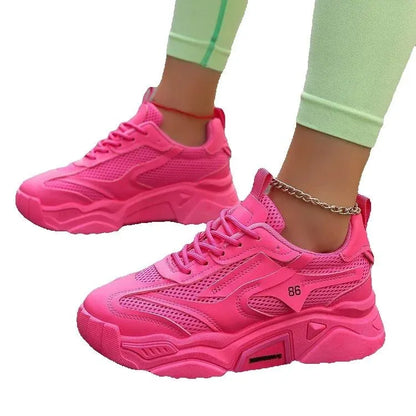 Women Purple Platform Sports Shoes Women Thick Sole Breathable Black Casual Shoes Fashion Slip On 2025 Outdoor Walking Sneakers