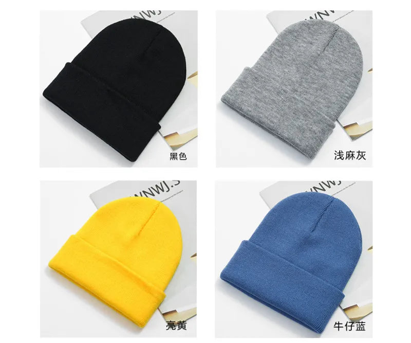 Acrylic Beanie Cap for Adult Winter Women Men Plain Skullies Beanie Hats Custom Logo Knitted Hats SKullies Skullcap