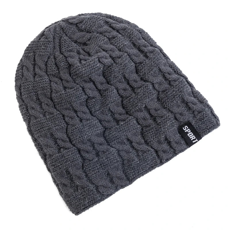 New Women Winter Hats Female Sports Label Casual Beanie Hat Fleece Lined Warm Knitted Hats