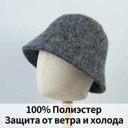 Fashion Ladies Winter Outdoor Warm Bucket Hat Woman‘s Daily Casual Fisherman Cap Korean Style Classic Panama Hats