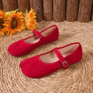 Fashion Soft Leather Split Toe Women Tabi Ballet Flats Spring Autumn Comfortable Walking Lazy Loafers Casual Girls Dance Shoes