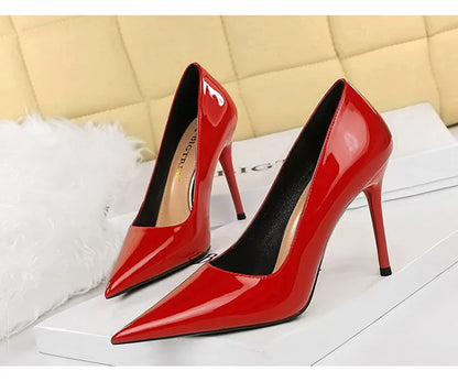 BIGTREE Shoes Pointed Toe Red Women Pumps Patent Leather High Heels Occupational OL Office Shoes Stiletto Female Heels Shoes