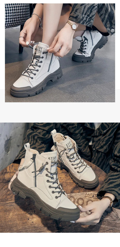 GKTINOO 2026 Autumn Winter Shoes Genuine Leather Sneakers Waterproof Boots for Women Thick Sole Women Ankle Boots Ladies Botas