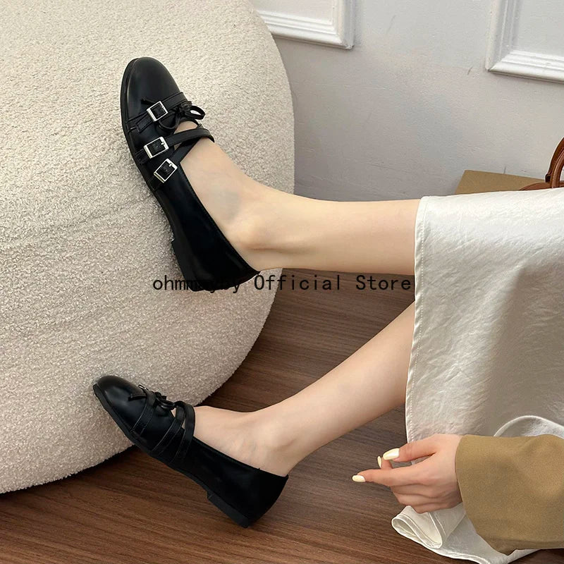 Silver Women Ballet Flats Comfortable Round Toe Shallow Shoes 2026 New Spring Autumn Vintage Ladies Dress Mary Jane Shoes