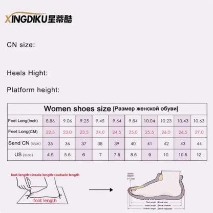 New Platform Women's Personality Casual Sneakers Autumn Round Toe Strappy Heels