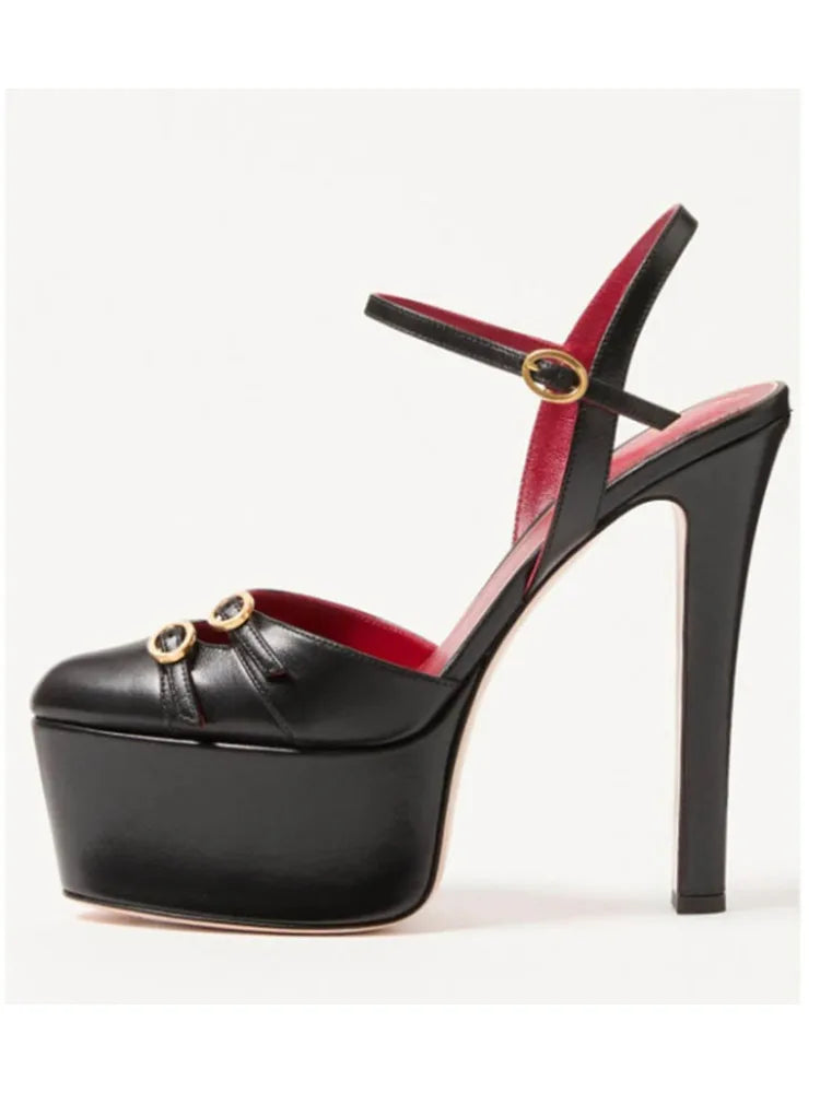Ladies' Summer New Thick Soled Slim High-heeled Sandals, Fashionable Wedding and Runway Styles, Plus Size High-heeled Sandals